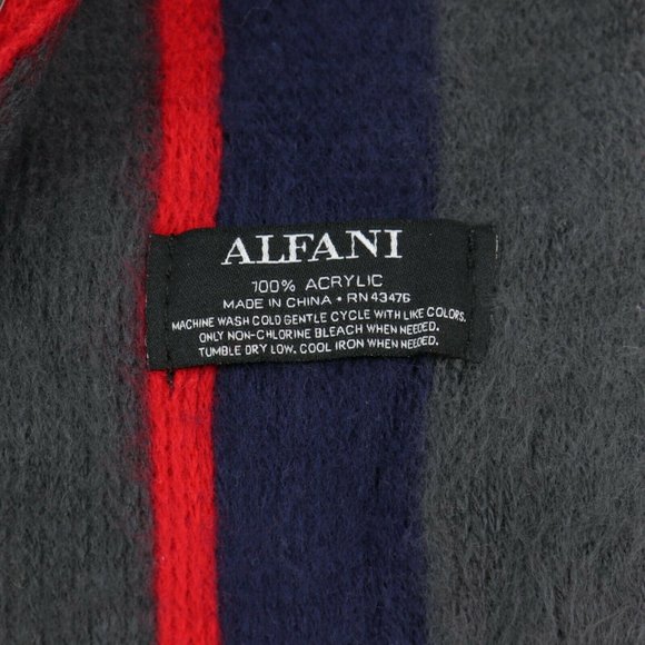 Alfani Men’s Striped Scarf, Navy and Yellow - Picture 7 of 7